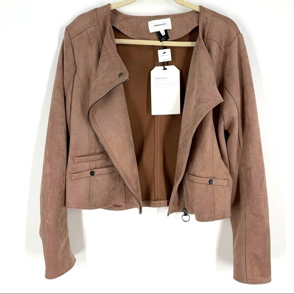 Current/Elliott The Crop Infantry Jacket Pink Faux Suede Size 2 NWT - Picture 3 of 8